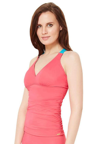 Ruched Tankini - Macrame Halter Neck